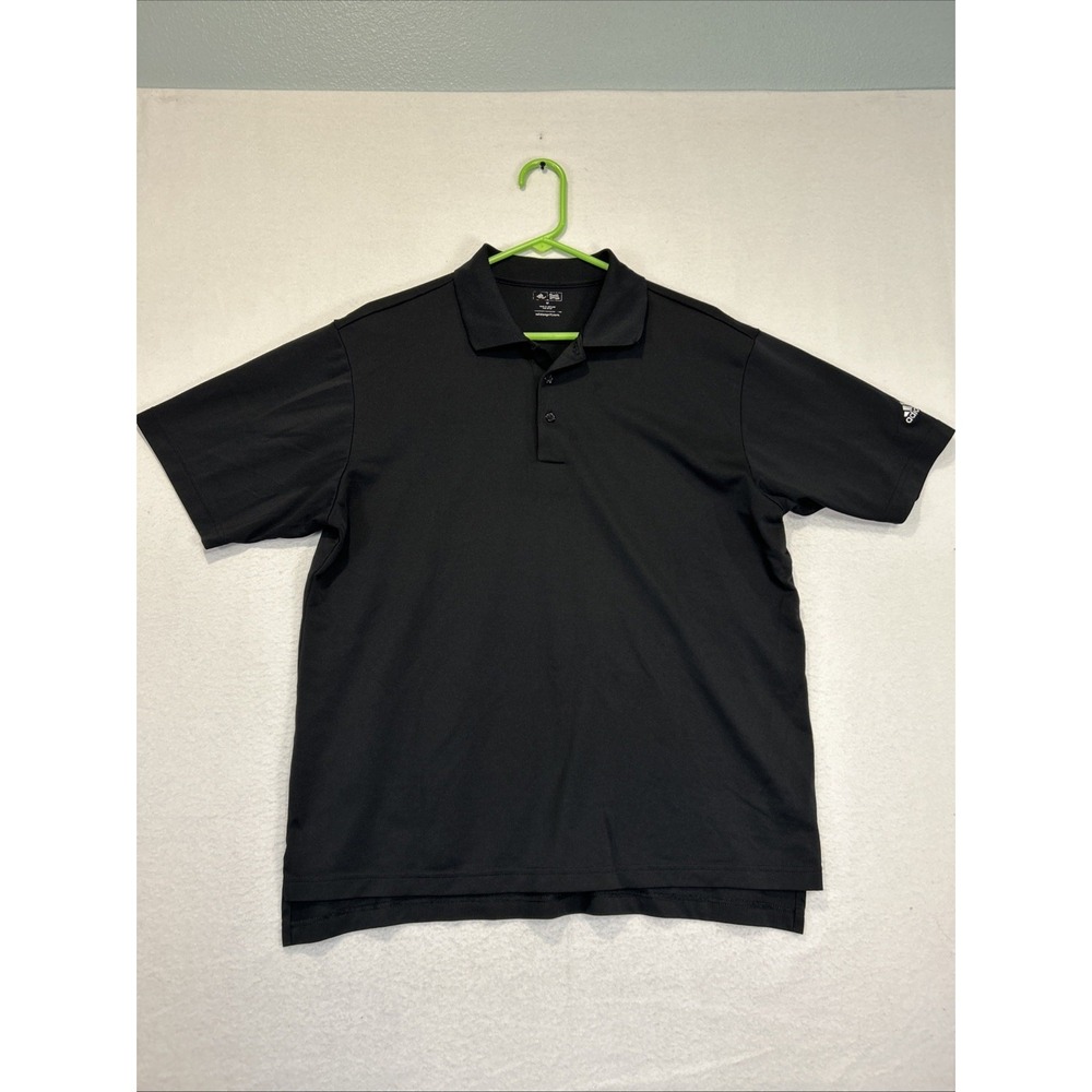 Adidas Golf Polo Mens Medium Black Short Sleeve Shirt Logo Embroidered Casual